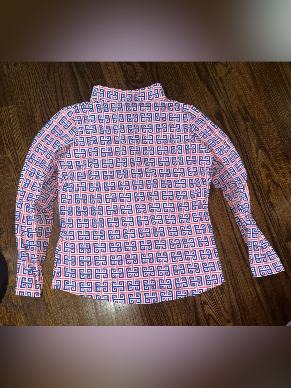 Ibkul Patterned Pink & Blue Quarter-Zip Pullover - Picture 2 of 5